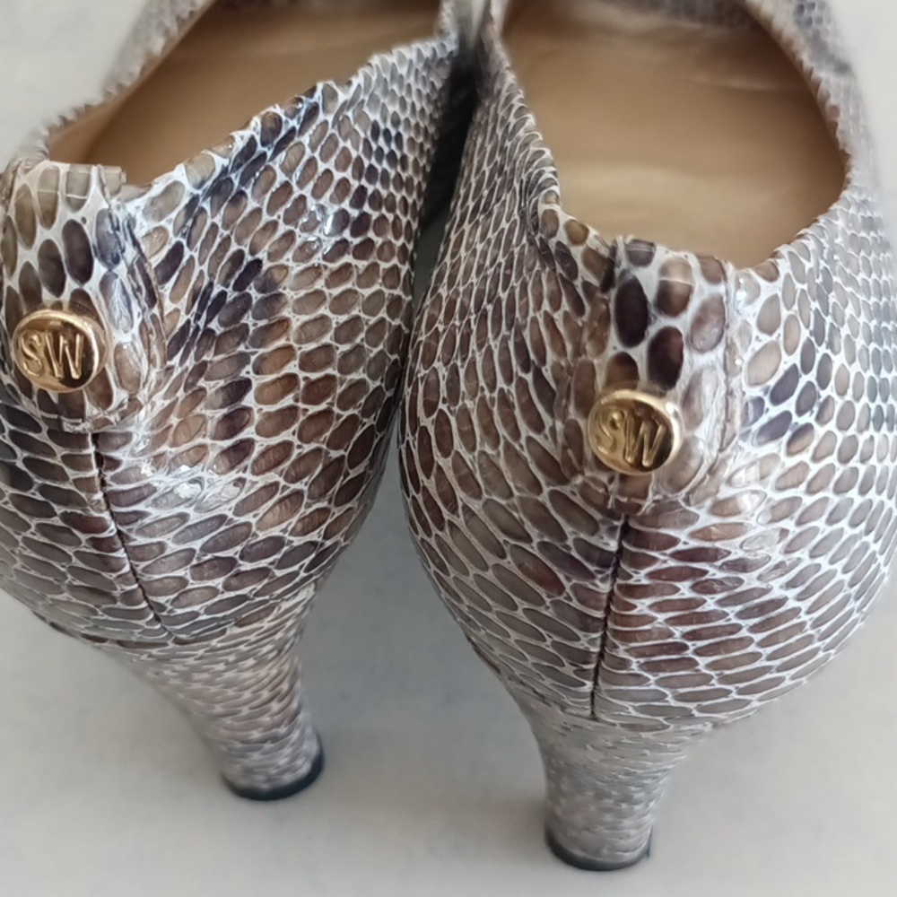 Stuart Weitzman Python Snake Skin Peep-Toe Pumps - image 7